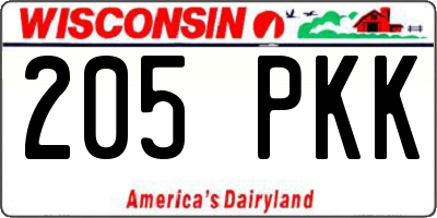 WI license plate 205PKK