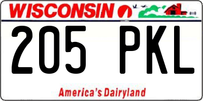 WI license plate 205PKL