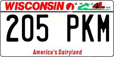 WI license plate 205PKM