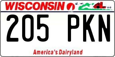 WI license plate 205PKN