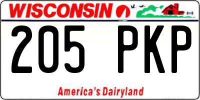 WI license plate 205PKP