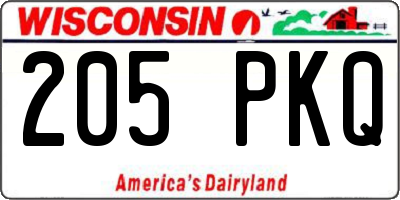 WI license plate 205PKQ