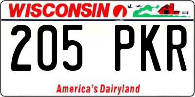 WI license plate 205PKR