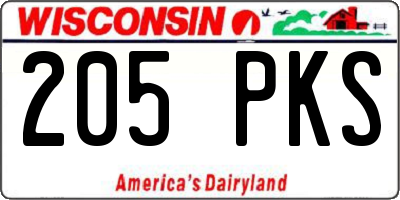 WI license plate 205PKS