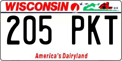 WI license plate 205PKT
