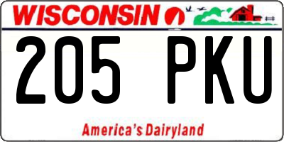 WI license plate 205PKU