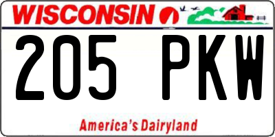 WI license plate 205PKW