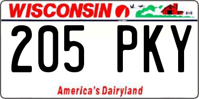 WI license plate 205PKY