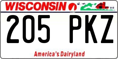 WI license plate 205PKZ
