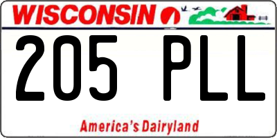 WI license plate 205PLL