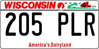 WI license plate 205PLR