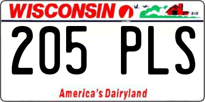 WI license plate 205PLS