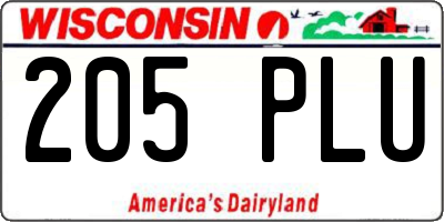 WI license plate 205PLU