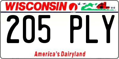 WI license plate 205PLY