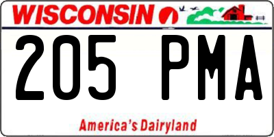 WI license plate 205PMA