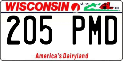 WI license plate 205PMD