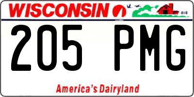 WI license plate 205PMG