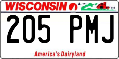 WI license plate 205PMJ
