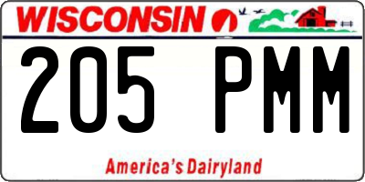 WI license plate 205PMM