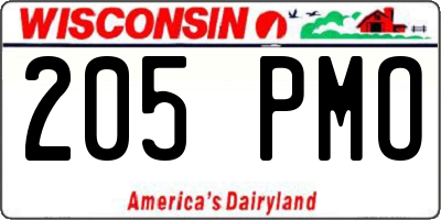 WI license plate 205PMO