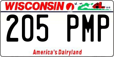 WI license plate 205PMP