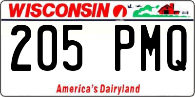 WI license plate 205PMQ