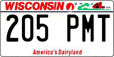 WI license plate 205PMT