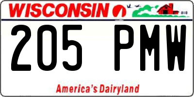 WI license plate 205PMW