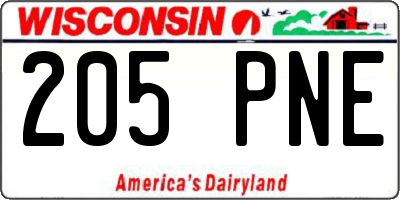 WI license plate 205PNE