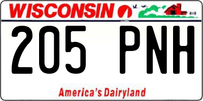 WI license plate 205PNH