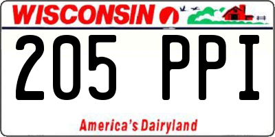 WI license plate 205PPI