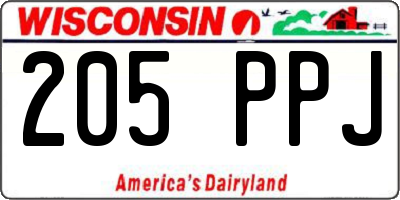 WI license plate 205PPJ