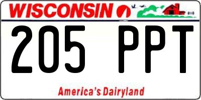 WI license plate 205PPT