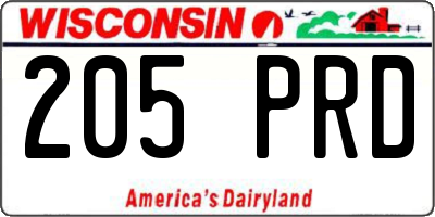 WI license plate 205PRD