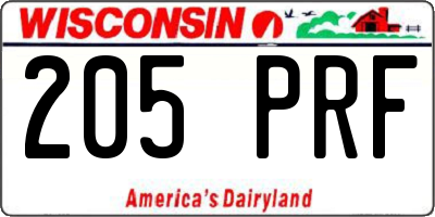 WI license plate 205PRF