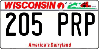WI license plate 205PRP