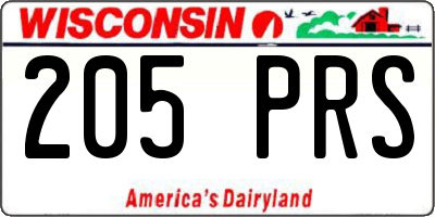 WI license plate 205PRS