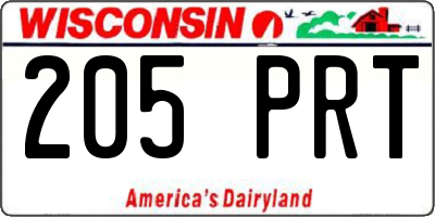 WI license plate 205PRT