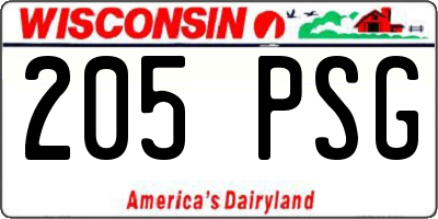 WI license plate 205PSG