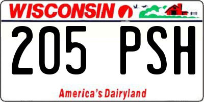 WI license plate 205PSH