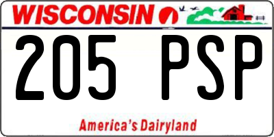 WI license plate 205PSP