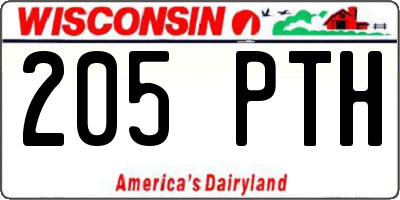 WI license plate 205PTH