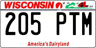 WI license plate 205PTM