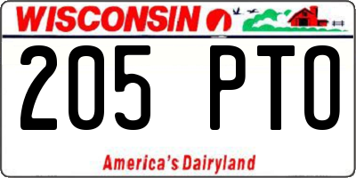 WI license plate 205PTO