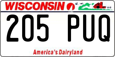 WI license plate 205PUQ