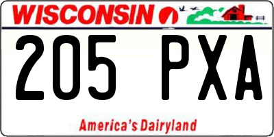 WI license plate 205PXA