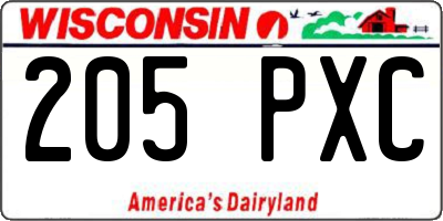 WI license plate 205PXC