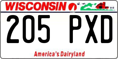 WI license plate 205PXD