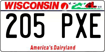 WI license plate 205PXE