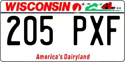 WI license plate 205PXF